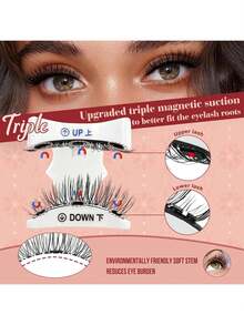 磁性可重复使用假睫毛套装 - 专业眼部化妆工具,不含酒精,不含香料,塑料材质假睫毛套装 - 彩色 - 查看 4