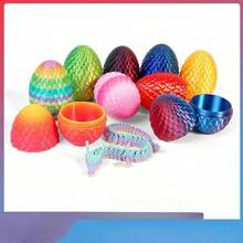 3D Printed Rainbow Dragon Egg Set, Movable Joint Dragon Figurine, Stress Relief & Healing 3D Printed Animals - Multicolor - View 5