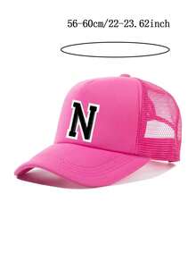 1pc 26 Alphabet Truck Cap, Fashionable Multifunctional Mesh Breathable Sun Hat, Suitable For Daily Life As A Gift - Hot Pink - View 11