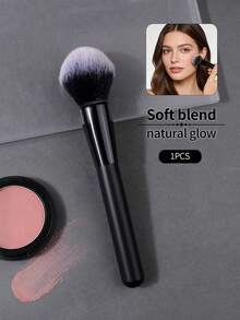 1pc High Quality Soft Bristle Powder Brush, Blush Brush, Contour Brush, Setting Brush, Highlighting Brush, Multi-Purpose Makeup Brush For Beginners, Travel Friendly - Black - View 9