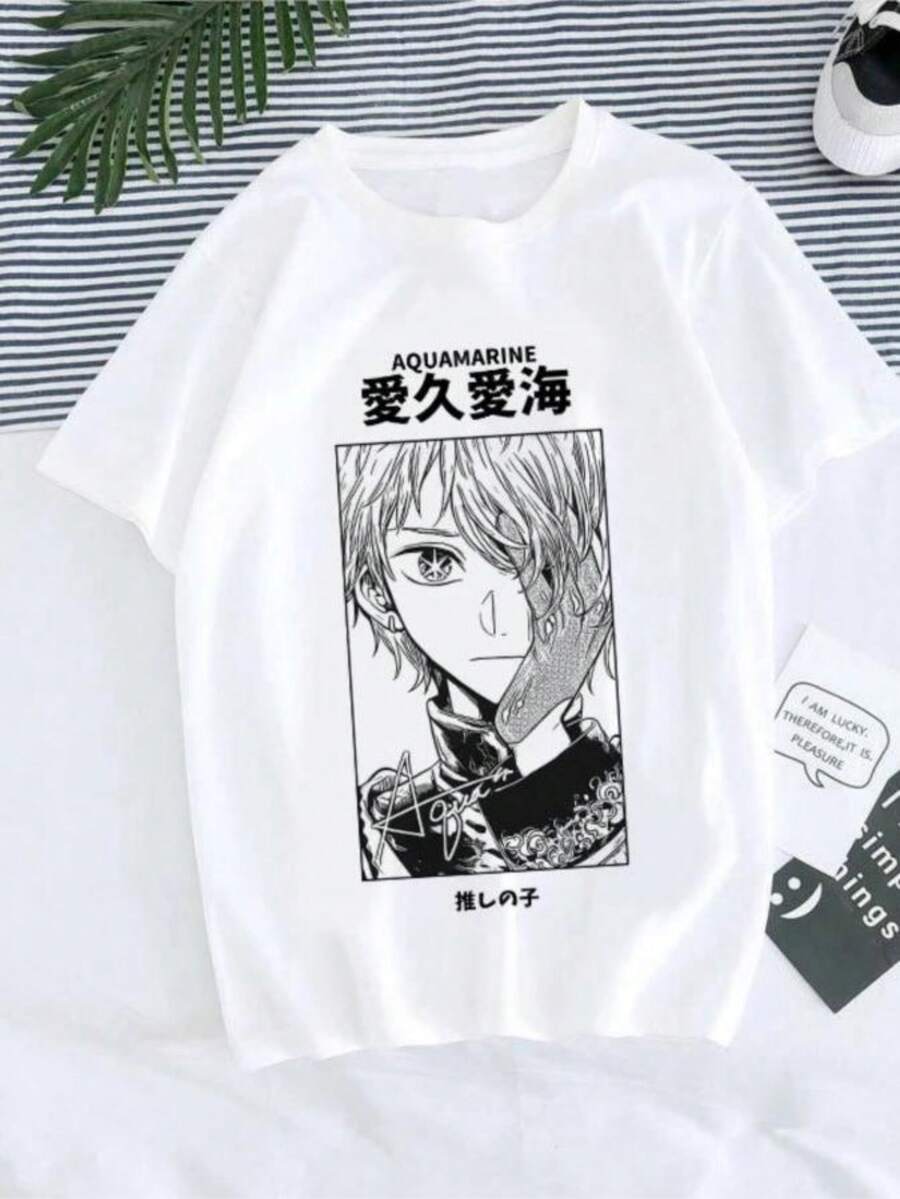 Women T-Shirt Manga Anime Oshi No Ko Harajuku Ullzang T Shirt Female Ai Ruby Akane Aquamarine Hoshino Clothes Tops - 白色 - 查看 1
