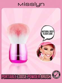 MISSLYN 1PC Portable Powder Brush, High-Density Fluffy Bristles, Smooth Even Application, Lightweight Multi-Use Makeup Brush, Soft Finish, Daily Makeup, Travel & Gift - Pink - View 1