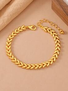 1件24K镀金黄铜麦穗造型手链，送给家人和朋友的礼物 - 金黃色 - 查看 7