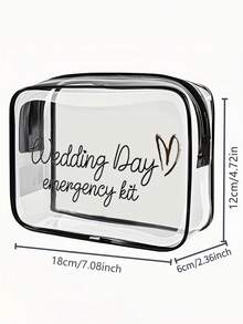 1件装新娘婚礼应急化妆包 - 个性化涤纶化妆包，轻便拉链收纳袋，可机洗，不易褪色，可折叠 - 时尚白色洗漱包，化妆品收纳袋，透明化妆包，洗漱袋，旅行化妆包，度假必备，女士旅行礼物 - 彩色 - 查看 2