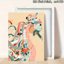 2D Flat, 1pc Wrapped Canvas Wall Art - Colorful Abstract Crowd Scene With Whimsical Characters, Vibrant Abstract Design, Living Room, Bedroom Decor, And Gifts Birthdays, Independence Day, Father'S Day, Canvas Wall Art Ready To Hang, 2D Flat - 1 - View 4