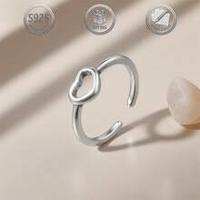 一套简约可爱个性化925银刻字心形脚趾戒指，适合日常、派对、节日、约会、送礼。 - 銀色 - 查看 6