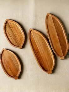 Wooden Tray, Cheese Tray, Cheese Board And Tray, Snack Platter, Novel Dinner Plate, Breakfast Tray, Rosewood Cutting Board, Solid Wood Salad Plate, Decorative Dish, Storage Tray, Wedding Tray, Suitable For Restaurant, Gift, Outdoor, Living Room Cabinet, Kitchen Display, Coffee Shelf, Modern Style Wooden Tray - Brown - View 2