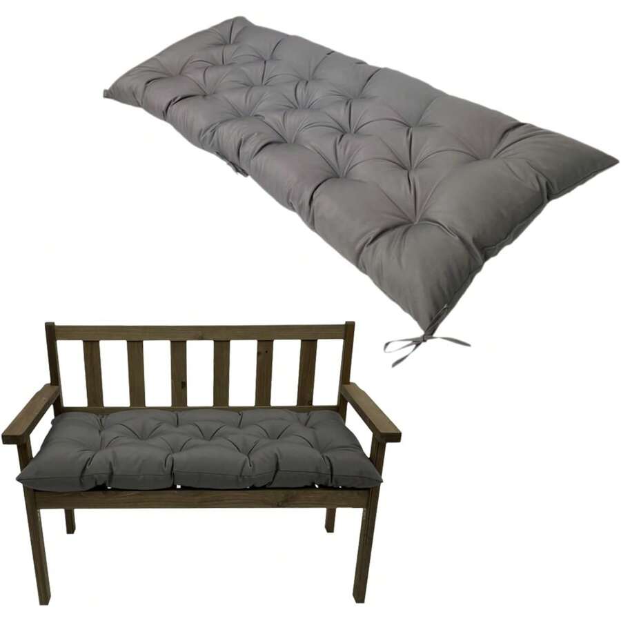 Garden Bench Cushion 47*19Inch, 8cm Thick Waterproof Replacement Pad With Non-Slip Ties, Indoor Outdoor Patio Cushion For Swing Wicker Lounger Settee Couch Garden Furniture - 深灰色 - 查看 1