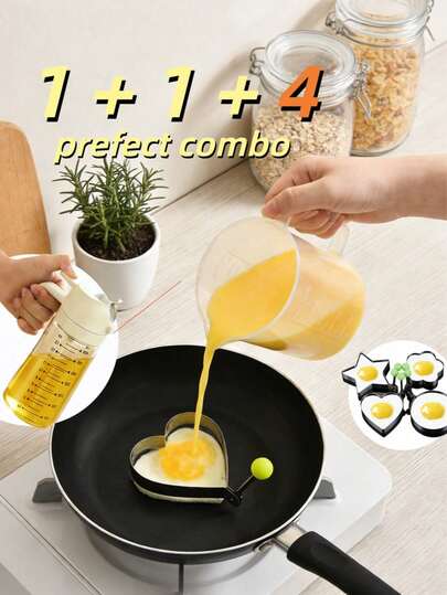 1/3/5pcs - Stainless Steel Creative Egg Mold - Creative Baking Mold, 5 Shapes, Egg Yolk Separator, Pancake Mold, Heart-Shaped Egg Mold, Creative Egg Ring, Non-Stick Egg Cooker, Durable, Essential For Kitchen Baking, Sandwich Maker, Kitchen Tool