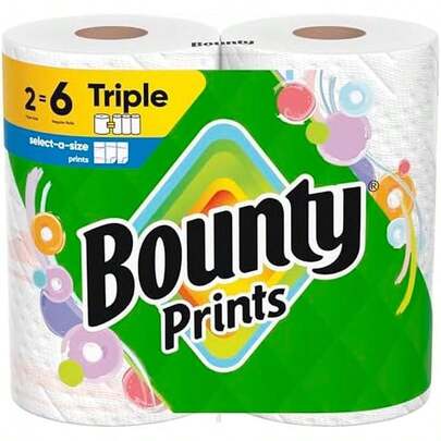 Bounty Select-A-Size Paper Towels, Prints, 2 Triple Rolls = 6 Regular Rolls