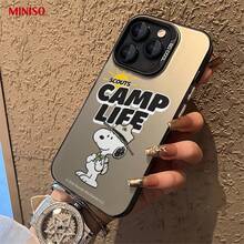 Miniso Peanuts Snoopy Phone Case Scouts Camp Life Outdoor Design Suitable For IPhone 17/17 Pro/17 Pro Max/17 Air/16/15/14/13/12/11/X Series Iphone 17 Pro Max Case Iphone 17 Pro Case Iphone 17 Case Stocking Stuffers The Girlfriend The Chosen Early Fall Fashion - 粉色 - 查看 2
