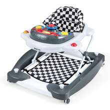 6 In 1 Baby Walker Adjustable Toddler Walker & Activity Center With Music Tray Black - 灰色 - 查看 1