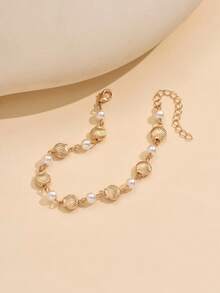 1pc Handmade Seashell & Faux Pearl Bracelet, Fashionable & Luxurious, Versatile For Daily Wear, Beach, Party - Multicolor - View 3