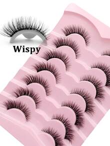 Rikuaild 7对透明带自然款假睫毛，纤细交叉条状假睫毛，3D立体假睫毛，自然轻盈，柔软舒适，适合日常妆容，仿貂毛假睫毛 - 自然纖長款 - 查看 5