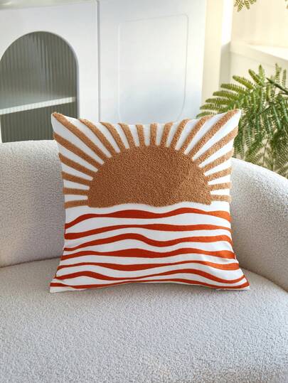 LCUHPCL 1件波西米亚风格3D刺绣太阳装饰抱枕套，家居装饰，适用于客厅、卧室、派对、沙发等各种环境