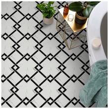 MORCART Peel And Stick Floor Tiles, Waterproof Vinyl Flooring, DIY Flooring Suitable For Bathrooms, Kitchens, Fireplaces, Pet Houses, Stairs, Bedrooms, Walls (20 Pieces, 7.8 Inches X 7.8 Inches, Marble Stripes) - 幾何條紋 - 查看 7