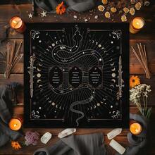 1PC Party Games & Activities Mystic Snake And Crystal Designs Tarots Tablecloth Flowers And Moon Phase Altar Cloth Board Game Fortune Vintage Astrology Oracle Card Pad Game Home Decor - Witchy Cloth Suitable For Tarot Readings - Multicolor - View 2