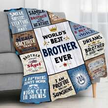 Cozy All-Season Flannel Throw Blanket With Inspirational For Brother Messages| Soft 280GSM Polyester Fabric, Ideal For Couch, Bed, Or Travel - Perfect Gift For Brothers From Sisters Or Parents For , Easter, Christmas, Thanksgiving - White - View 3