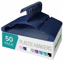 Clothes Hangers Plastic 50 Pack For Adults - Plastic Hangers, The Perfect Coat Hanger And Space Saving Clothes Hangers For Closet, Percheros Ganchos Para Colgar Ropa Hangars - Navy Hangers - Navy - 查看 1