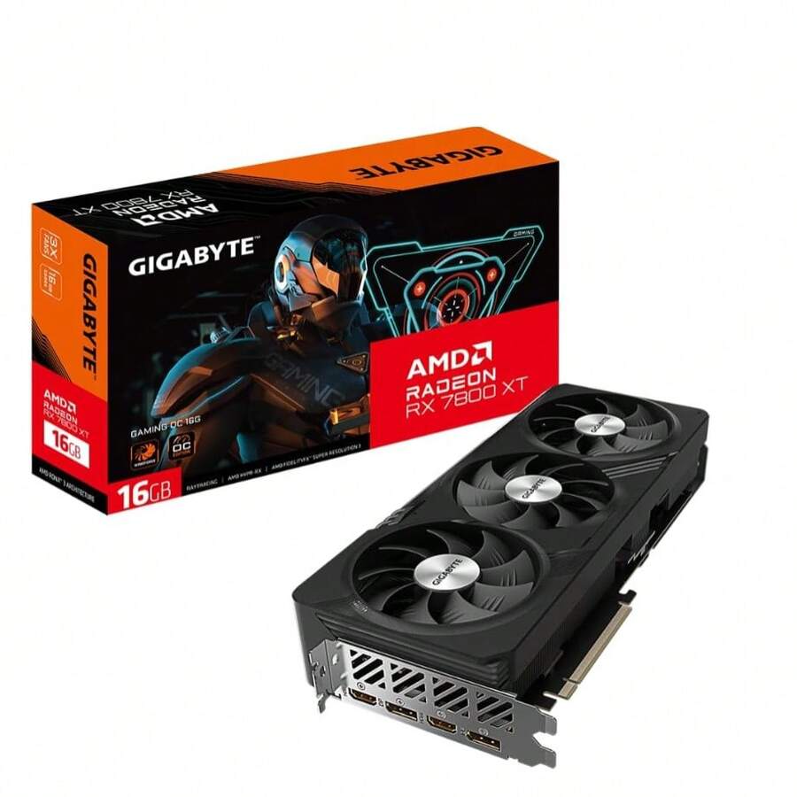 GIGABYTE Radeon RX 7800 XT Gaming OC 16GB Graphics Card - 16GB GDDR6 256-bit, Windforce Cooling System, Metal Back Plate, DP 2.1, 2.1, AMD RDNA 3 Architecture, GV-R78XTGAMING OC-16GD - Negro - Ver 1