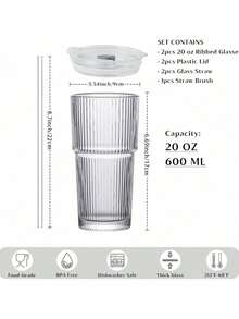 20.28oz Glass Coffee Cup With Lid And Straw, 600ml Multi-Purpose Insulated Reusable Glass Cup, Hand Wash Only, Suitable For Home, Office And Travel - 1pc - Multicolor - View 1