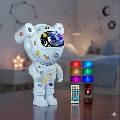 Projetor de galáxia astronauta luminária com caixinha de som
