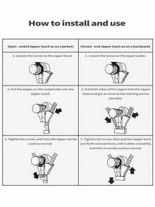 3pcs ProZip Universal Zipper Repair Kit - Easy To Install, No Sewing Required, Quick Zipper Head Replacement, Suitable For Jackets, Luggage, Backpacks, Boots - High-Quality Black Zipper Repair, Durable - Black - View 9