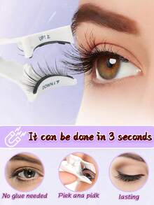 1 Pair New Soft Magnetic False Eyelashes, Natural Look, Reusable Magnetic Eyelash Set, Easy Wear For Women - Natural Lashes - View 3