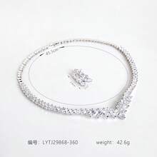 Bộ 3 món trang sức bạc, bộ dây chuyền, dây chuyền nữ, bộ trang sức nữ, phụ kiện, bộ phụ kiện, dây chuyền kim cương, mặt dây chuyền, trang sức, dây chuyền, bông tai, bộ trang sức, trang sức nữ, đám cưới, phụ kiện cưới, thích hợp cho nữ/cô dâu/phù dâu/ngày lễ/tiệc tùng/đám cưới/tiệc chiêu đãi, quà tặng ngày Valentine - Bộ trang sức - Xem 4