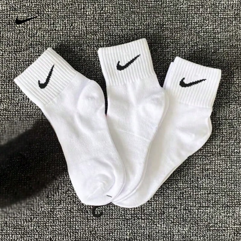 3 Pairs Nike Sports Leg Warmers Set, White Mid-Calf Leg Warmers, Daily Casual & Fitness Essential, Non-Slip Breathable Lightweight, Unisex, Suitable For All Seasons - 白色 - 查看 1