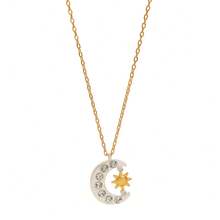 1pc Fashionable Moon & Sun Pendant Necklace, Rhinestone Star Moon Pendant Necklace, Women's Clothing Accessory Choker Necklace, Women's Necklace, Ramadan Gift - Star and Moon Necklace - View 11