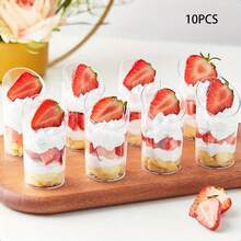 50/40/30/20/10pcs Transparent Plastic Cups, Slanted Cups, Transparent Pudding Cups, Jelly Cups, Ice Cream Cups, Dessert Cups, Mini Appetizer Cups, Suitable For Parties, Weddings, Catering, Ice Cream, Pudding And Food Containers, Kitchen Supplies - Transparent - View 6