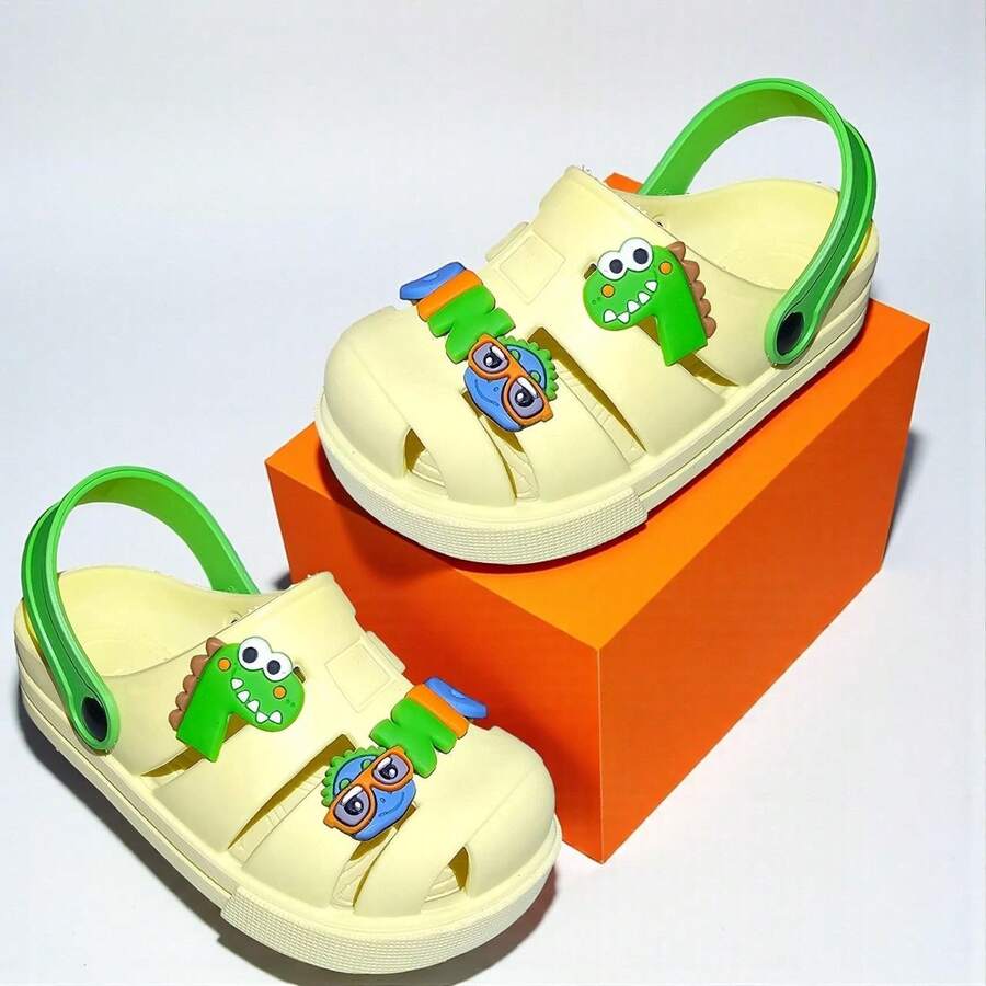 Sandalia Infantil para meninos dinossauro babuche - Amarelo - Visão 1