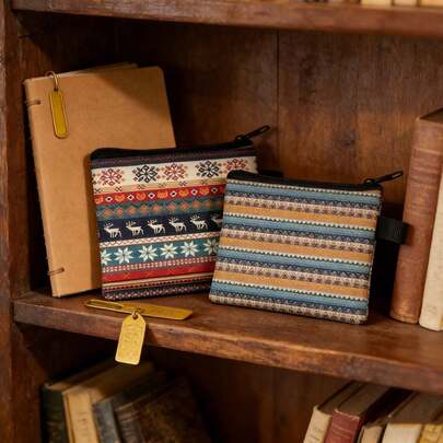 Abstract Geometric Pattern Mini Pouch, Made Of Durable Polyester Fabric, Can Be Used As Key Card Holder, Outdoor Portable Bag, Women's Coin Purse, Wallet, Small Wallet, Coin Wallet, Etc.