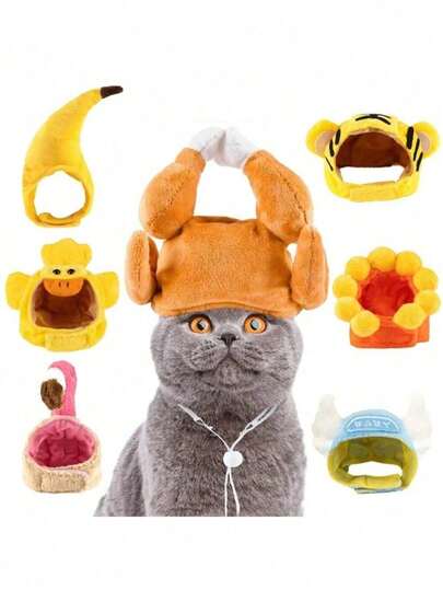 趣味猫形帽子，万圣节圣诞派对头饰，多功能宠物摄影道具，可爱服装配饰