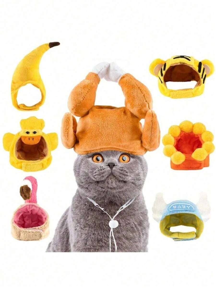 Funny Cat Shaped Hat, Halloween Christmas Party Headwear, Versatile Pet Photography Prop, Cute Costume Accessory - Multicolor - View 1