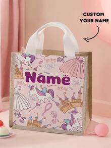1pc Customized Name Cartoon Pony Pattern Small Handbag, Can Be Customized According To Your Unique Design, Perfect For Children, Print Your Own Name Or Print Your Sister's And Classmate's Name As A Gift To Give To Others - Multicolor - View 13
