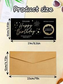 1pc Customizable Gold Foil Scratch Card Birthday Surprise Coupon, Personalized Luxury Gold Star Fireworks Design Birthday Scratch Card, Best Birthday Surprise Scratch Card, Personalized Gift, Party Favor - Multicolor - View 5