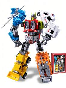 6-In-1 Alloy Mega Robot Toy Set - City Rescue Team Multifunctional Transforming Toys, Educational Christmas & New Year Gift For Boys - Collect 6 Types Of Combinable Items - View 15