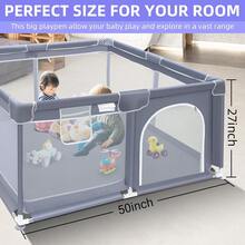 Baby Playpen, Portable Baby Playpen,Sturdy And Safety Playard With Soft Breathable Mesh, Indoor And Outdoor Baby Fence, Portable Playpen For Babies And Toddlers,Essential For New Moms,Baby Needs,Baby Gate,Newborn Gift - Grey - View 5