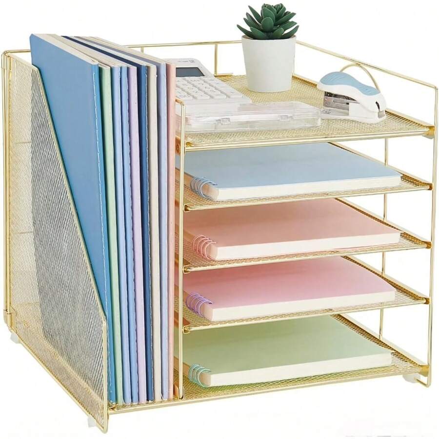 5-Tier Desk Organizer With File Holder, Letter Tray Paper Organizer - G - 查看 1