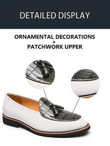 Salkin Classic Retro Men's Slip-On Loafers With Tassels, Elegant Gentleman's Leather Shoes With Luxurious And Soft Comfortable Feel, Suitable For Casual, Business, Formal Occasions Like School, Graduation, Office, Party, Wedding. Please Order One Size Up As The Sizing Runs Small, Suitable For Spring, Summer, Autumn Formal/Business Formal - Tassel Plaid Loafers - View 56