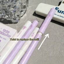 107 Rose Purple Butterfly Rotating Neutral Pen, 0.5mm Quick-Drying Ink, Black Ink, High-Quality Aesthetic Design - A - View 3