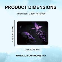 1pc Ethereal Butterfly & Skull Ink Glass Mouse Pad-3mm Durable Hard Gaming Mousepad, Anti-Scratch Nano Coating, Crystal Surface For Zero-Friction Precision Play - Multicolor - View 11