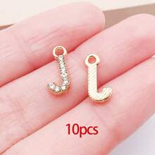 10/26 piezas Encantos de letras del alfabeto A-Z con rhinestones y cristales brillantes para DIY de pulseras, collares, aretes, gargantillas y manualidades - Dorado - Ver 29