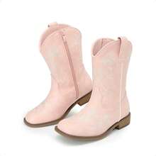 Girls Cowboy Boots Floral Embroidered Classic Western Cowgirl Boots Square Toe Mid Calf Side Zipper Horsing Party Toddler/Little/Big Kids - Hồng - Xem 8