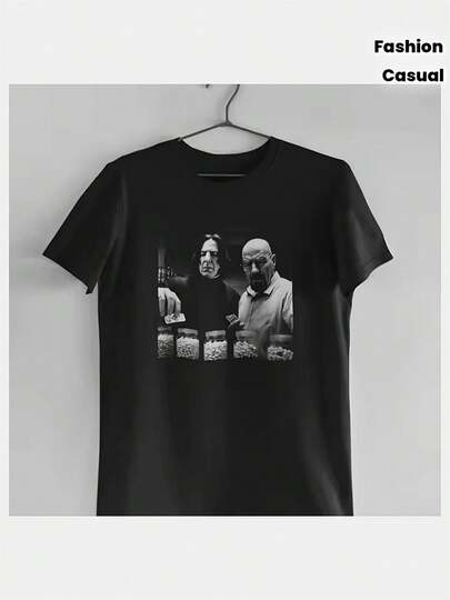 Men's Retro Walter White And  Graphic T-Shirt- Black Casual Street Style, Hip-Hop Fashion, Suitable For Daily Wear, Sports, And Fishing Y2K Gift, Perfect For Gifting, Collectible220, Fishing Outfit, Sports Apparel, Vintage Tshirt