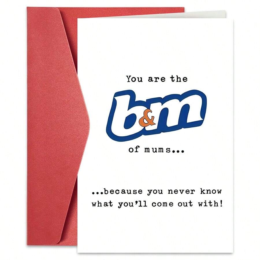1PC Funny B&M Pun Mum Birthday Card (With Envelope) - "You Are The B&M Of Mums" Witty Message, Perfect For Mom/Mother's Day, Playful Greeting Card - Multicolor - View 1