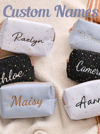 Bolsa de maquillaje portátil personalizable con diseño de estrella, bolsa de almacenamiento de maquillaje de gran capacidad, ideal para damas de honor y entusiastas de la belleza, regalo para damas de honor, bolsa de maquillaje personalizada, regalo para amantes de la belleza, bolsa de cosméticos, regalo para ella, bolsa de maquillaje, regalo de maquillaje para ella, propuesta de dama de honor, bolsa de maquillaje de cuero, bolsa de aseo de viaje, regalo de boda, bolsa de aseo, bolsa de aseo de novia, regalo de dama de honor