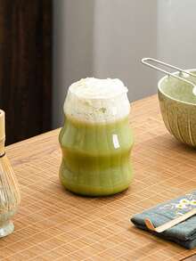 1pc Coffee Glass Cup, Vertical Striped Glass Cup, Retro Beverage Cup, Wavy Cocktail Cup, Iced Coffee Cup, Cold Drink Cup, Juice Cup, Beverage Cup, Milk Cup, Fresh Style Single Layer Cup, Large Capacity For Home Use, Vertical Stripes Glass, Party & Study Supplies - Clear - View 6